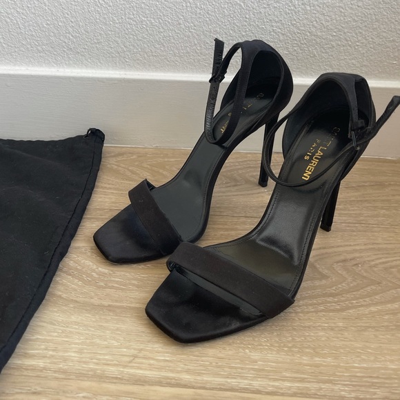 Saint Laurent Black Satin Heels - Picture 2 of 10